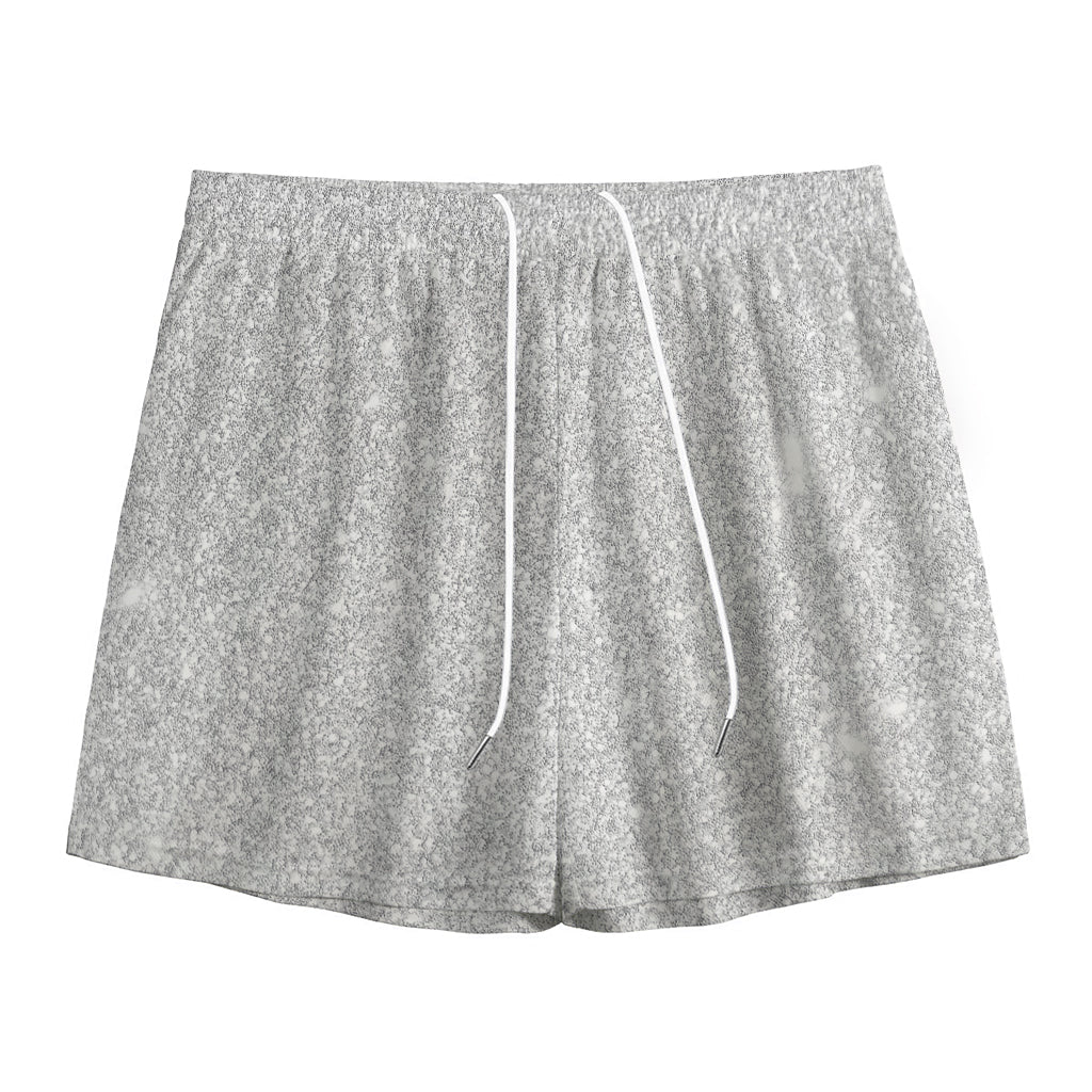 Bright Silver (NOT Real) Glitter Print Mesh Shorts