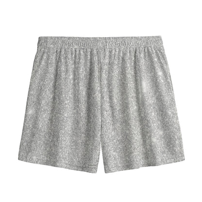 Bright Silver (NOT Real) Glitter Print Mesh Shorts