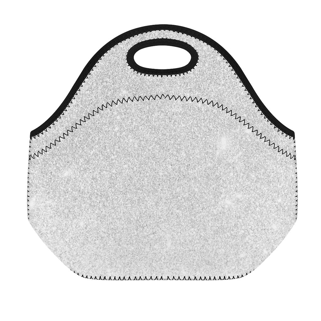 Bright Silver (NOT Real) Glitter Print Neoprene Lunch Bag