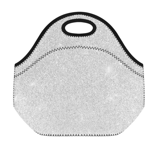 Bright Silver (NOT Real) Glitter Print Neoprene Lunch Bag