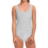 Bright Silver (NOT Real) Glitter Print One Piece Swimsuit