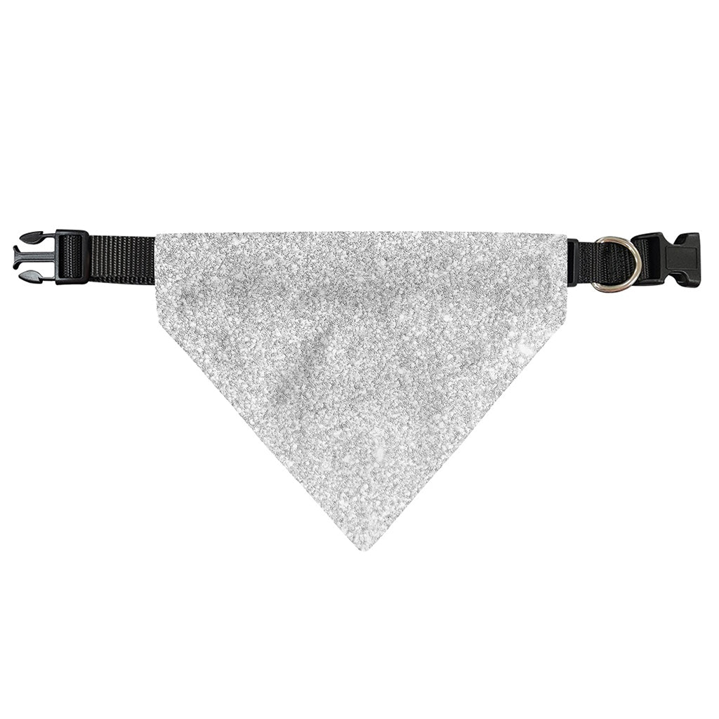 Bright Silver (NOT Real) Glitter Print Over The Collar Dog Bandana
