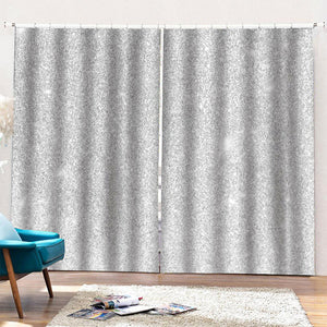 Bright Silver (NOT Real) Glitter Print Pencil Pleat Curtains