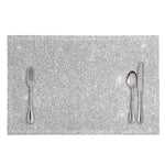Bright Silver (NOT Real) Glitter Print Placemat