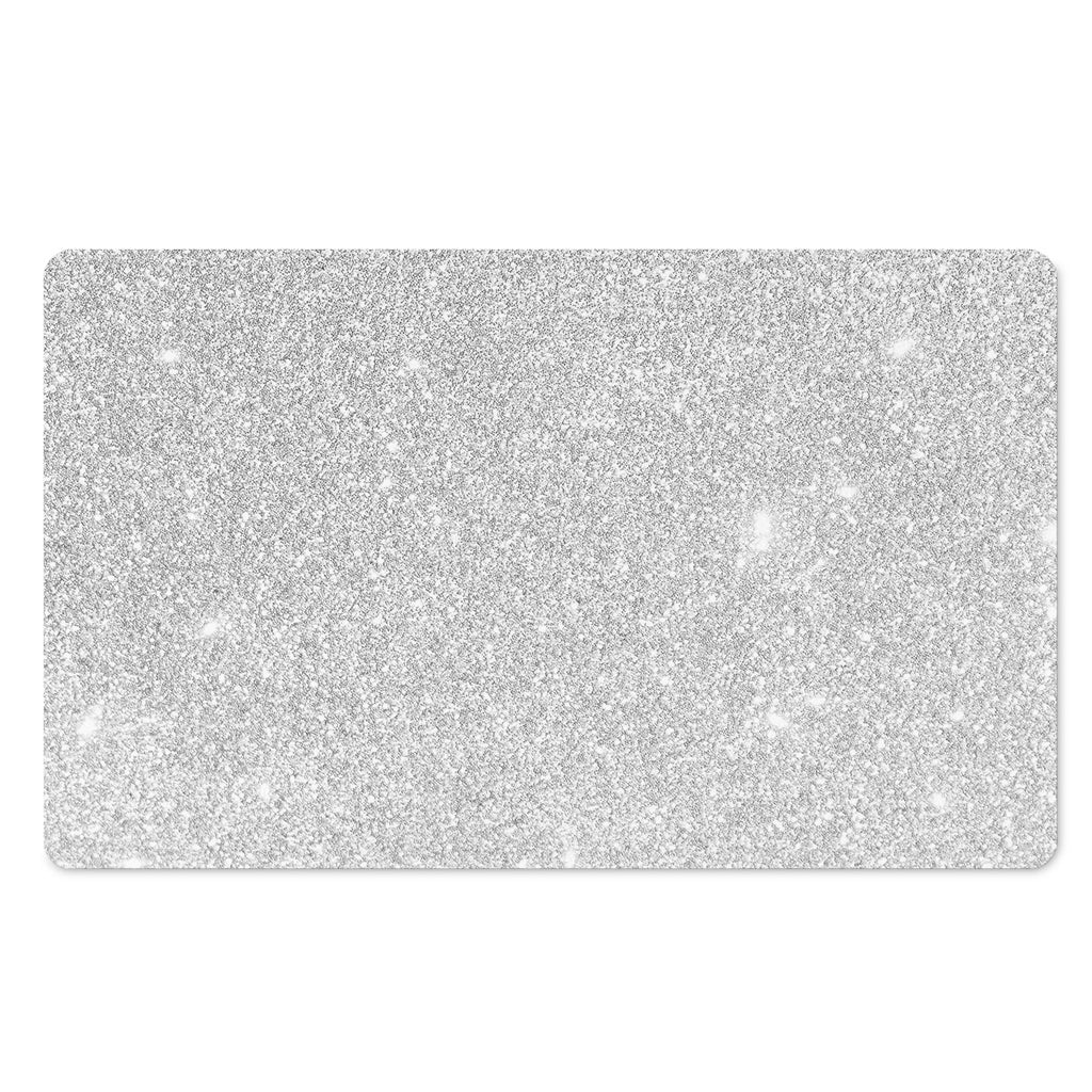 Bright Silver (NOT Real) Glitter Print Polyester Doormat