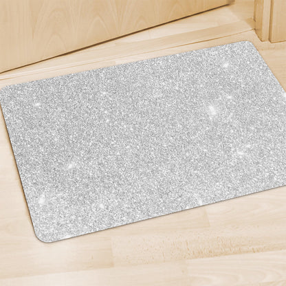 Bright Silver (NOT Real) Glitter Print Polyester Doormat