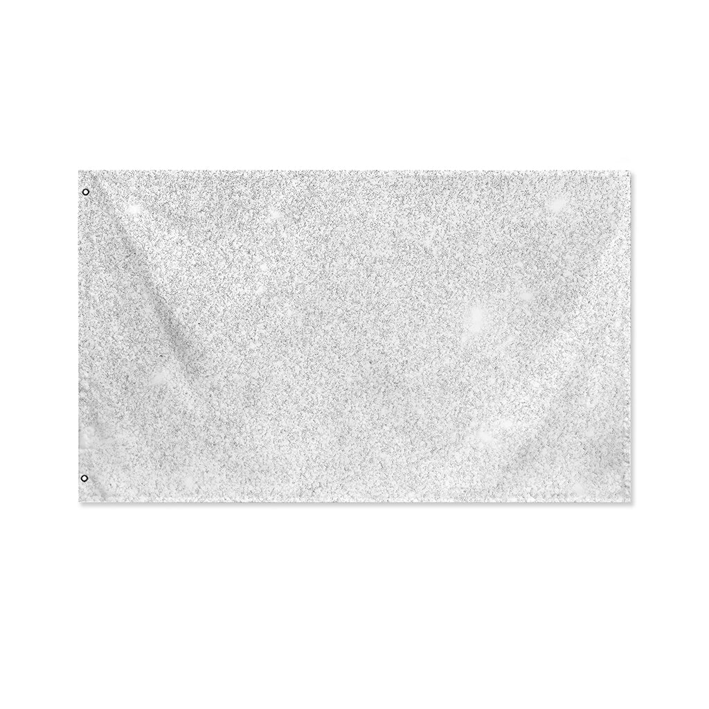 Bright Silver (NOT Real) Glitter Print Polyester Flag