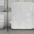 Bright Silver (NOT Real) Glitter Print Polyester Shower Curtain