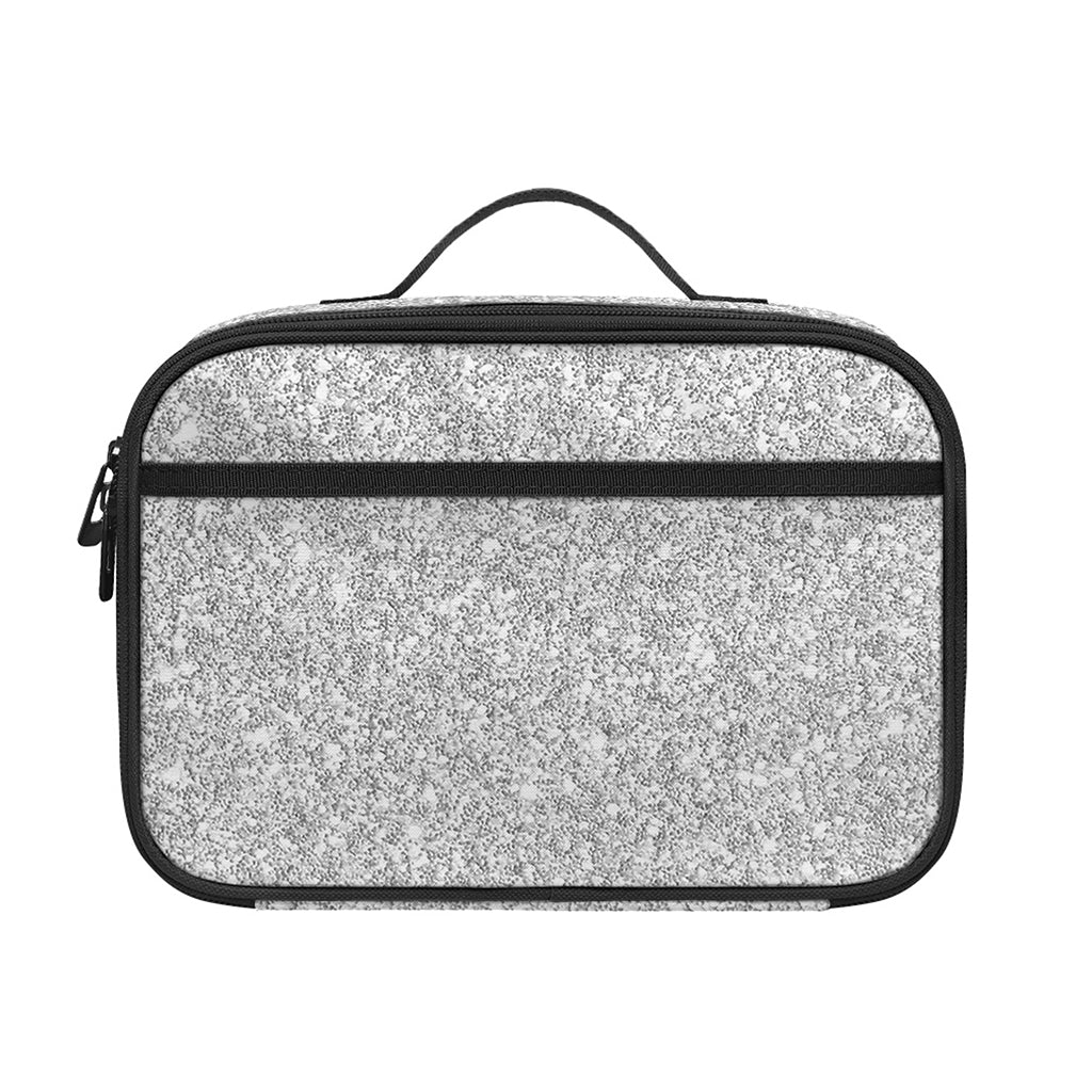 Bright Silver (NOT Real) Glitter Print Portable Lunch Bag