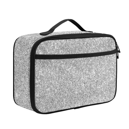 Bright Silver (NOT Real) Glitter Print Portable Lunch Bag
