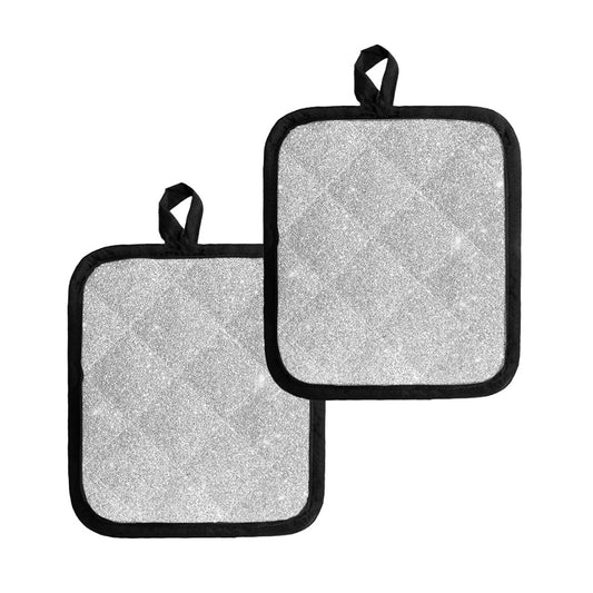 Bright Silver (NOT Real) Glitter Print Pot Holders