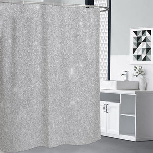 Bright Silver (NOT Real) Glitter Print Premium Shower Curtain