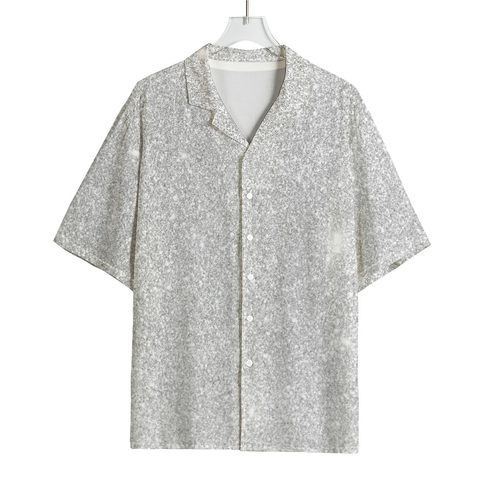 Bright Silver (NOT Real) Glitter Print Rayon Hawaiian Shirt