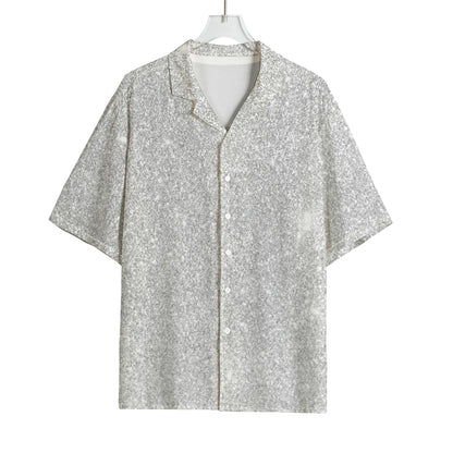 Bright Silver (NOT Real) Glitter Print Rayon Hawaiian Shirt