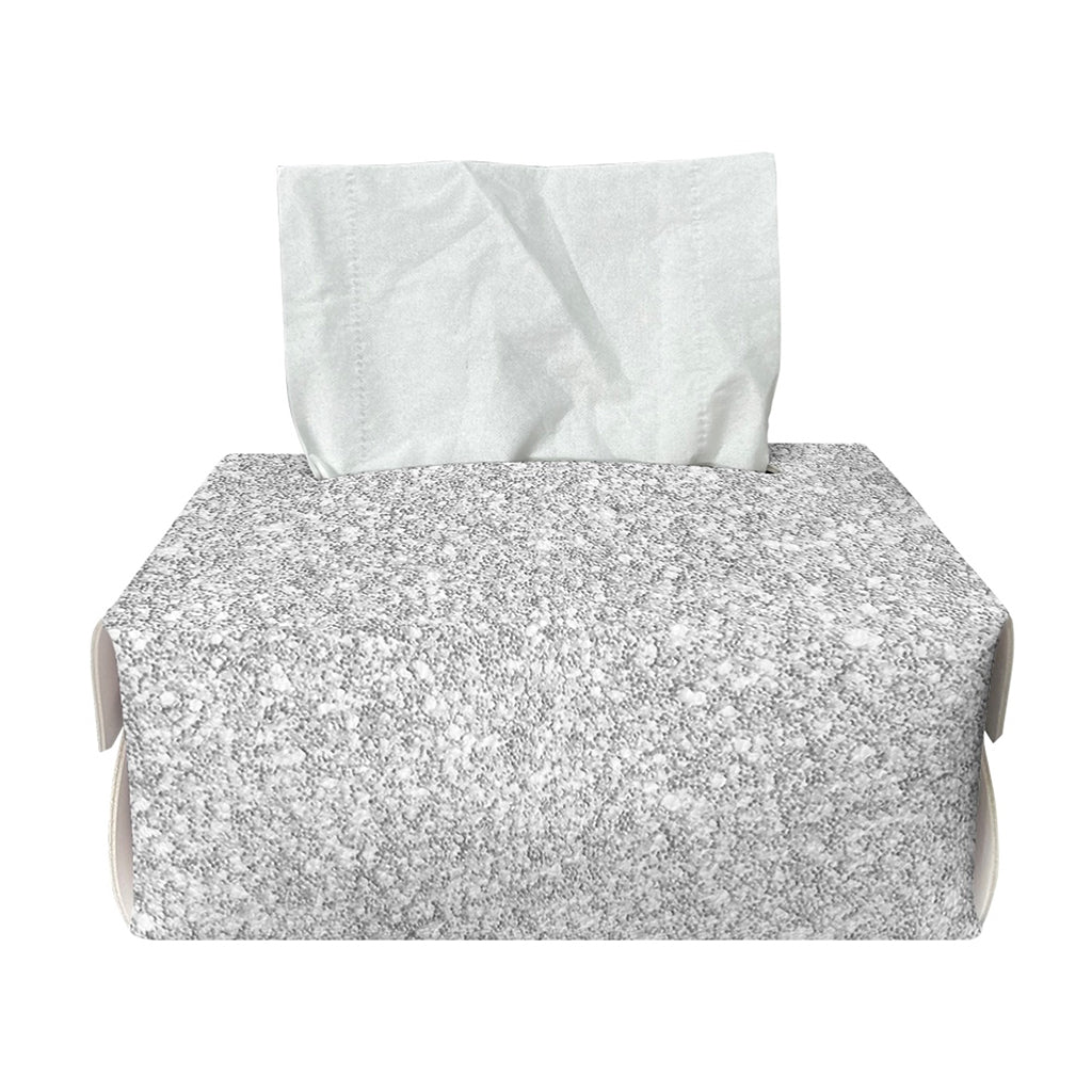 Bright Silver (NOT Real) Glitter Print Rectangle Tissue Box Cover