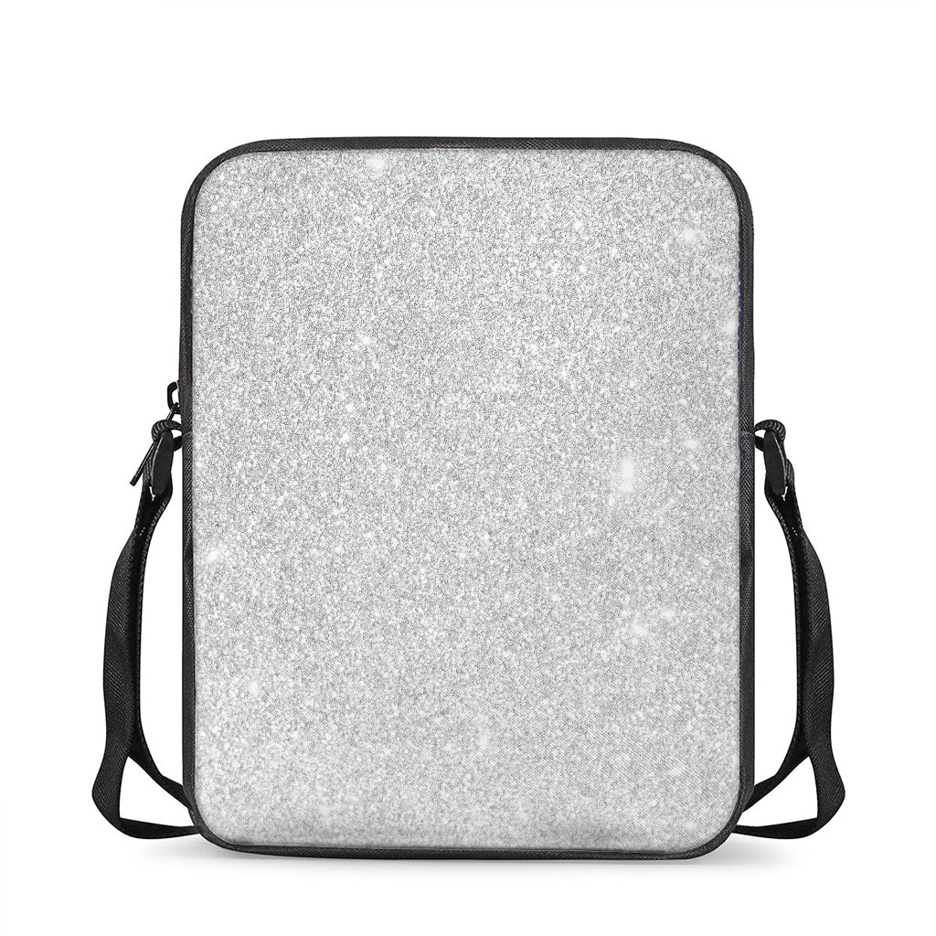 Bright Silver (NOT Real) Glitter Print Rectangular Crossbody Bag