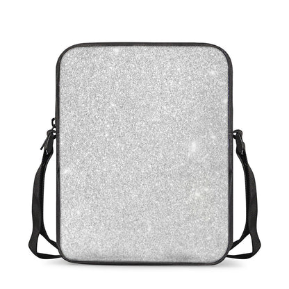 Bright Silver (NOT Real) Glitter Print Rectangular Crossbody Bag
