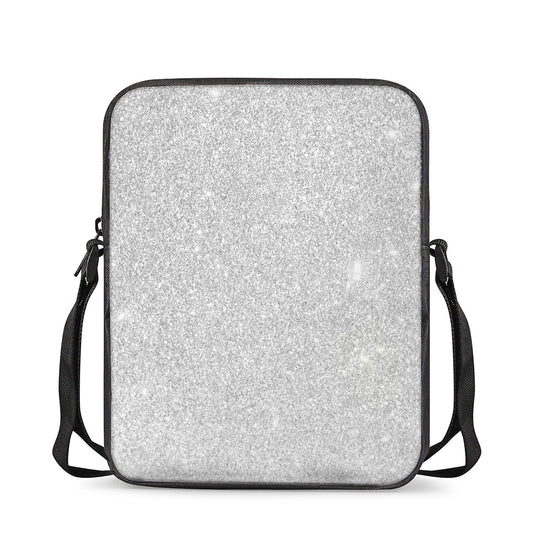 Bright Silver (NOT Real) Glitter Print Rectangular Crossbody Bag