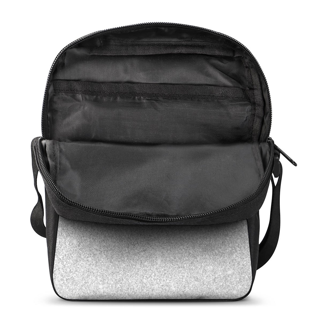Bright Silver (NOT Real) Glitter Print Rectangular Crossbody Bag