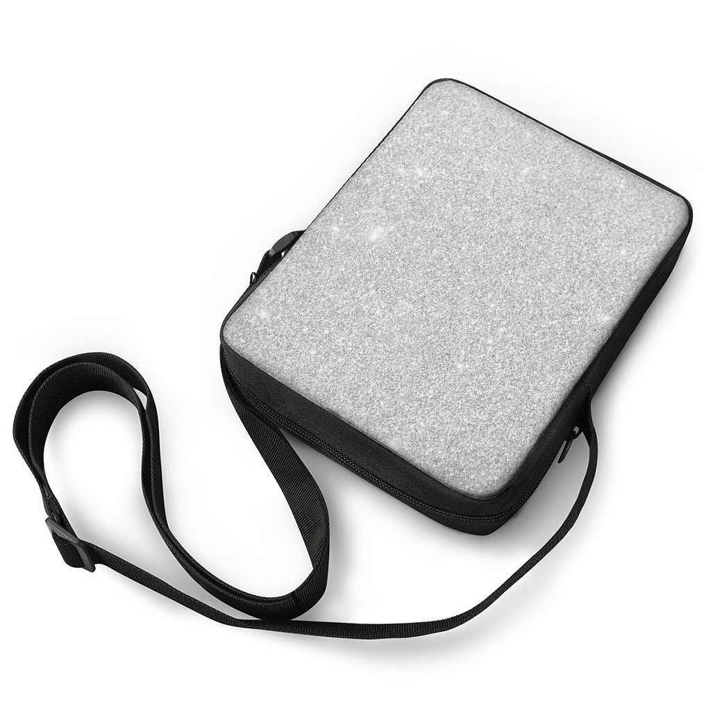 Bright Silver (NOT Real) Glitter Print Rectangular Crossbody Bag