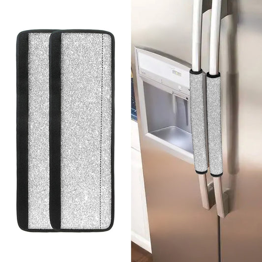 Bright Silver (NOT Real) Glitter Print Refrigerator Handle Covers