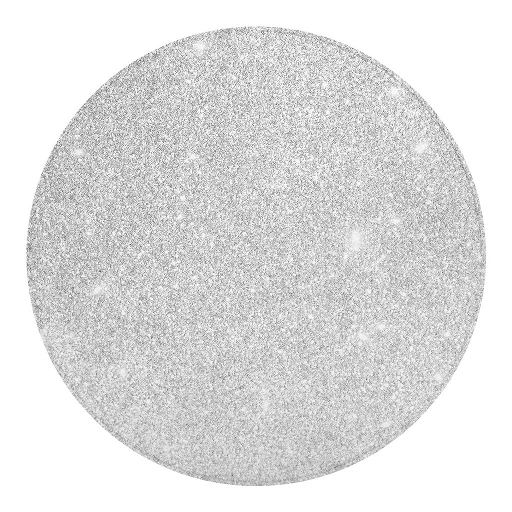 Bright Silver (NOT Real) Glitter Print Round Blanket