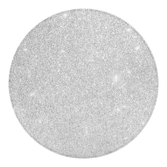 Bright Silver (NOT Real) Glitter Print Round Blanket