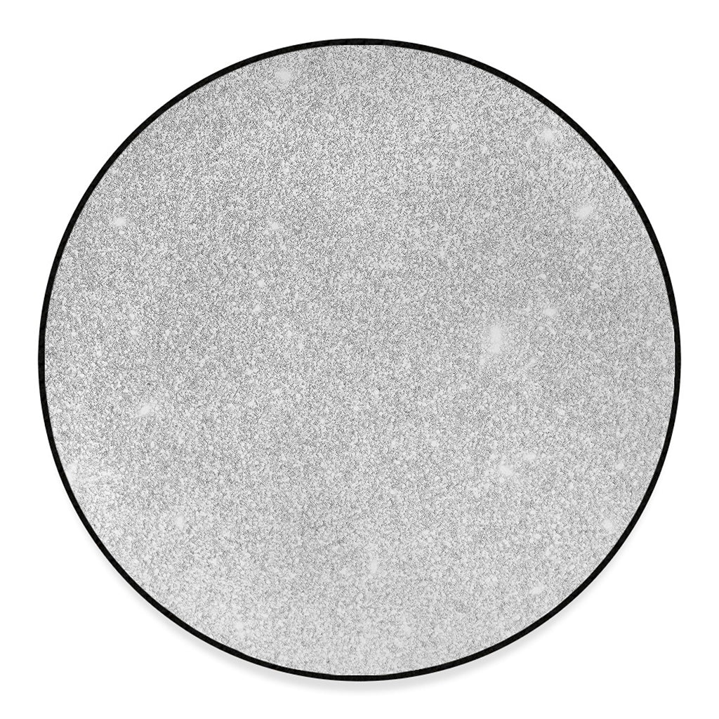 Bright Silver (NOT Real) Glitter Print Round Floor Mat