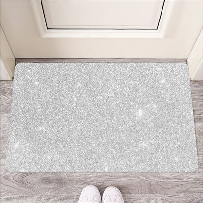 Bright Silver (NOT Real) Glitter Print Rubber Doormat