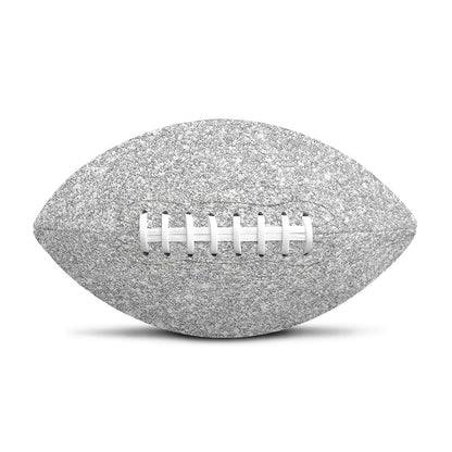 Bright Silver (NOT Real) Glitter Print Rugby Ball