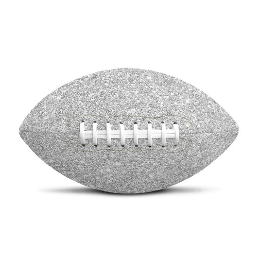 Bright Silver (NOT Real) Glitter Print Rugby Ball