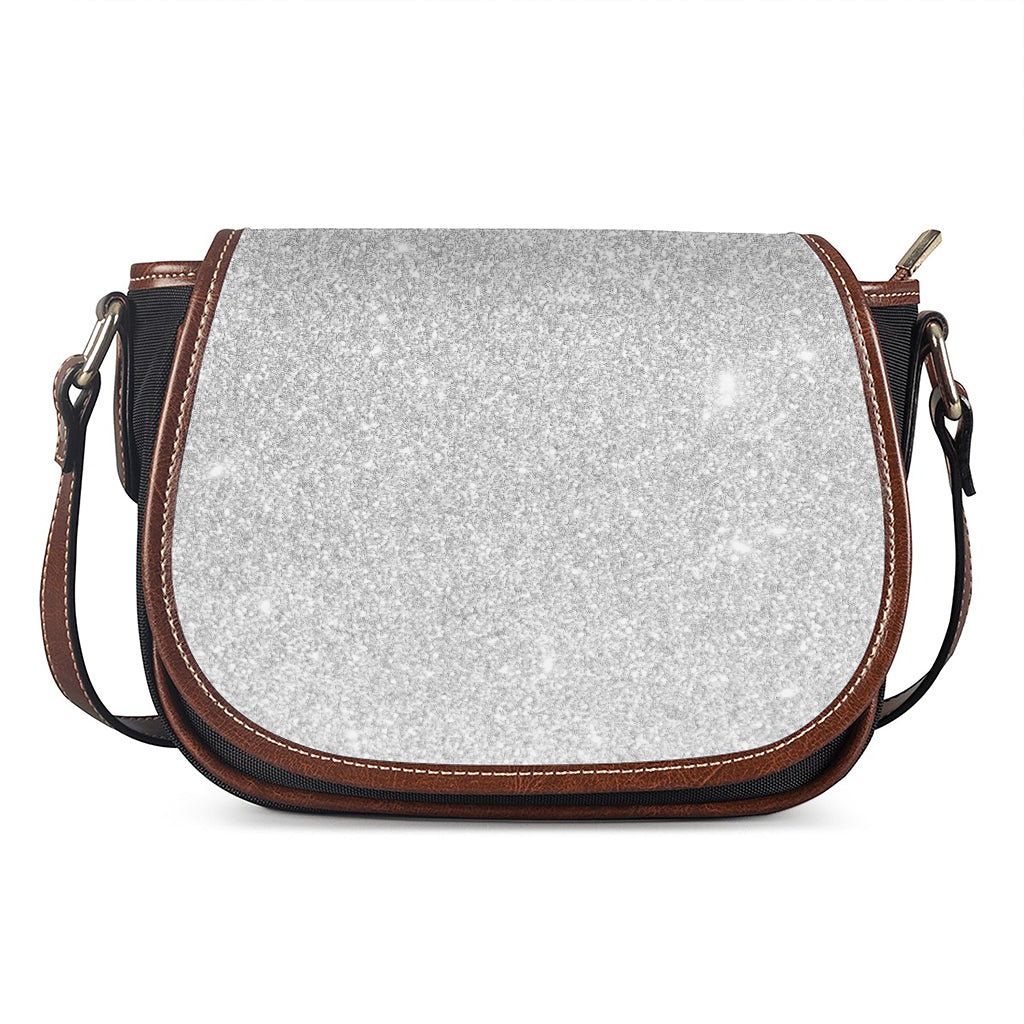 Bright Silver (NOT Real) Glitter Print Saddle Bag