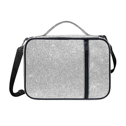 Bright Silver (NOT Real) Glitter Print Shoulder Strap Bible Bag