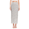 Bright Silver (NOT Real) Glitter Print Side Slit Maxi Skirt