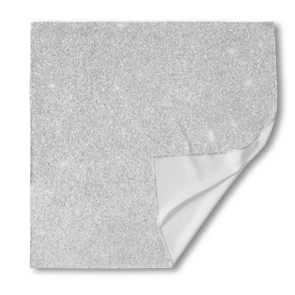 Bright Silver (NOT Real) Glitter Print Silk Bandana