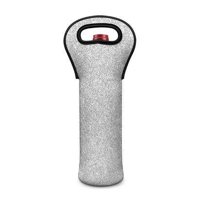 Bright Silver (NOT Real) Glitter Print Single Neoprene Wine Tote