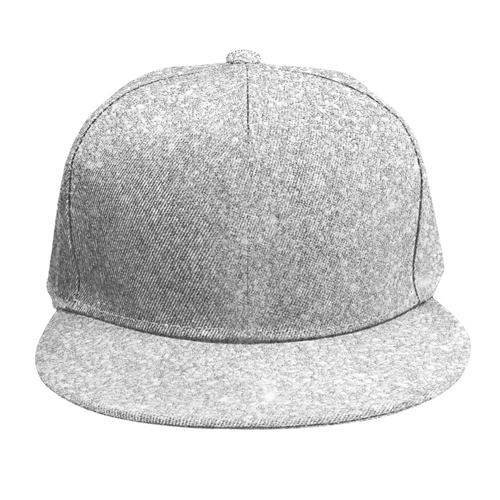 Bright Silver (NOT Real) Glitter Print Snapback Cap