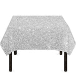 Bright Silver (NOT Real) Glitter Print Tablecloth