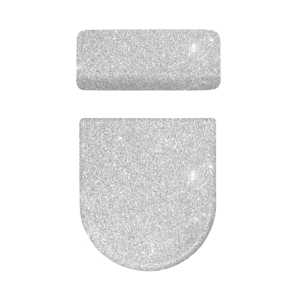 Bright Silver (NOT Real) Glitter Print Toilet Lid And Tank Cover Set