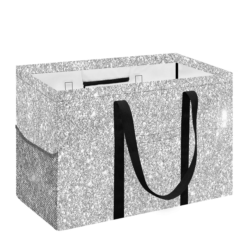 Bright Silver (NOT Real) Glitter Print Utility Tote Bag