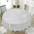 Bright Silver (NOT Real) Glitter Print Waterproof Round Tablecloth