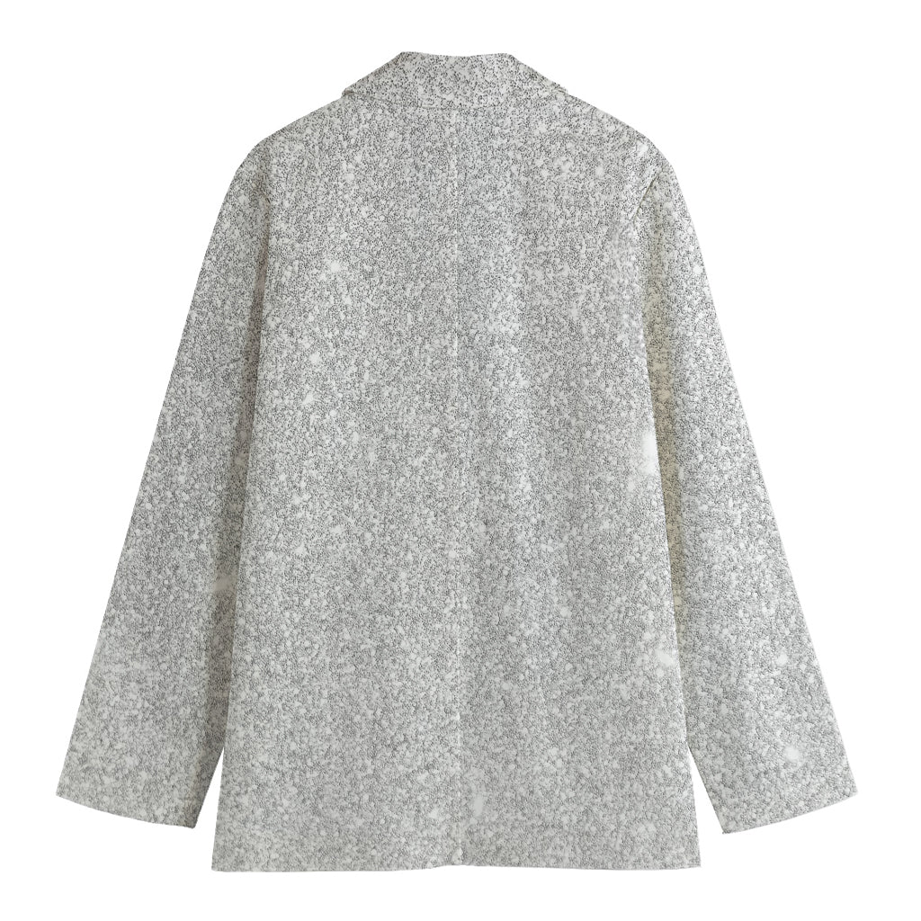 Bright Silver (NOT Real) Glitter Print Women's Blazer