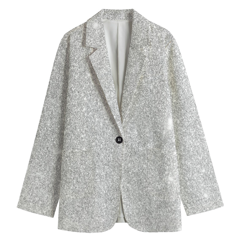 Bright Silver (NOT Real) Glitter Print Women's Cotton Blazer
