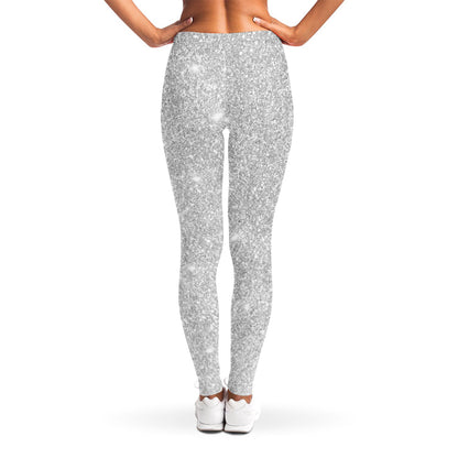 Bright Silver (NOT Real) Glitter Print Women's Leggings