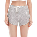 Bright Silver (NOT Real) Glitter Print Women's Split Running Shorts