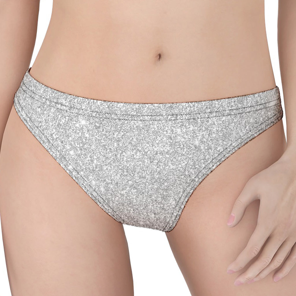 Bright Silver (NOT Real) Glitter Print Women's Thong