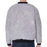 Bright Silver (NOT Real) Glitter Print Zip Sleeve Bomber Jacket