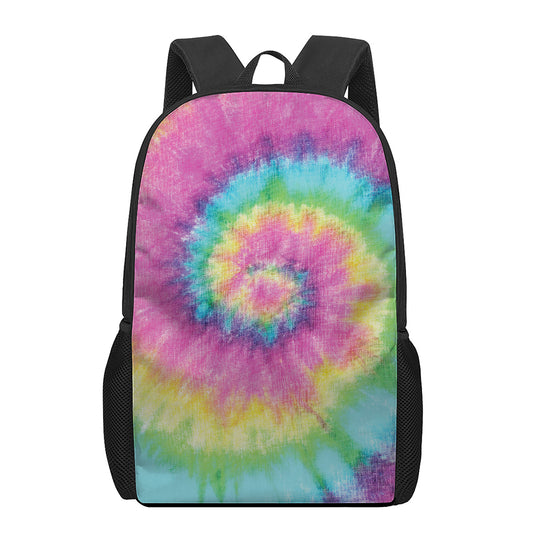 Bright Spiral Tie Dye Print 17 Inch Backpack