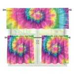Bright Spiral Tie Dye Print 3 Piece Kitchen Curtains