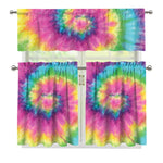 Bright Spiral Tie Dye Print 3 Piece Kitchen Curtains